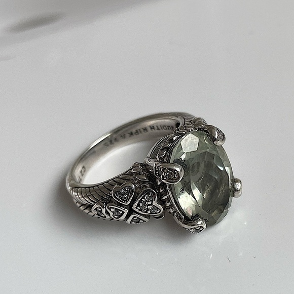 JUDITH Ripka 925 SS prasiolite size 7 ring - Picture 2 of 15